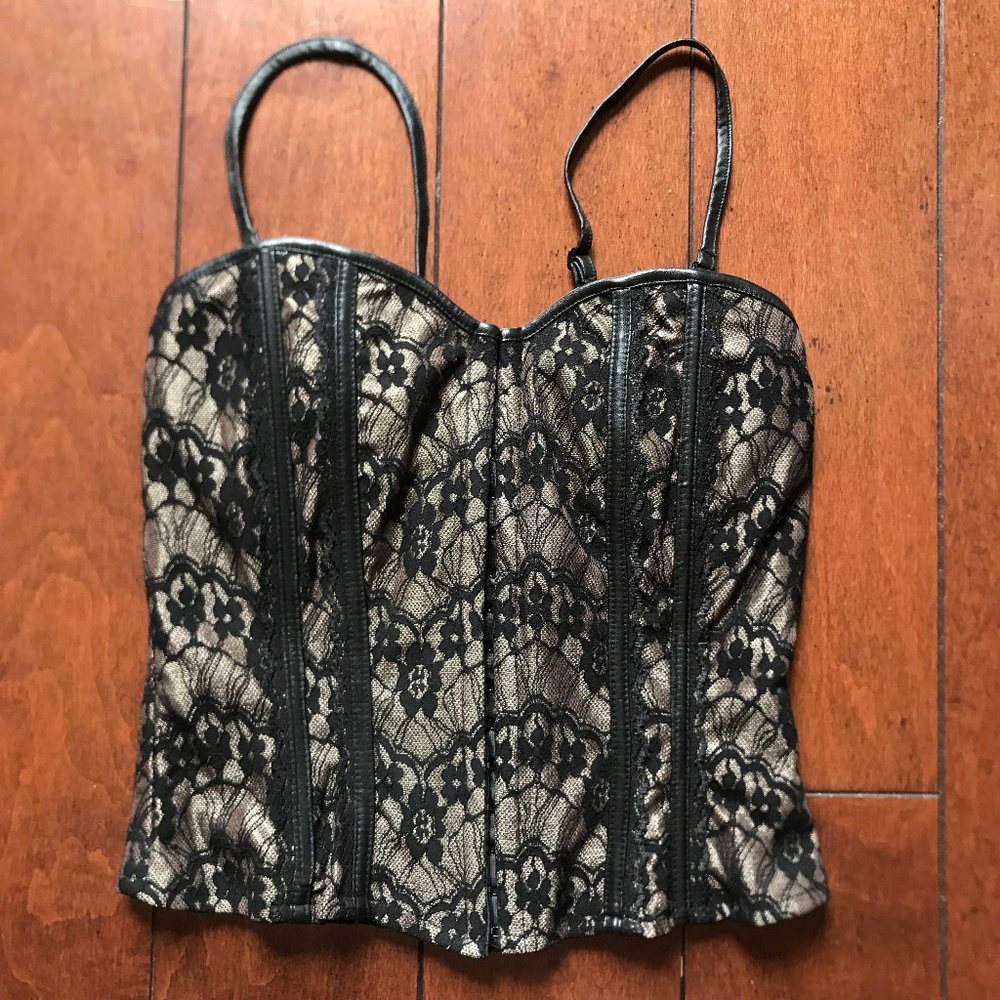 Forever 21 Gold & Black Lace Top